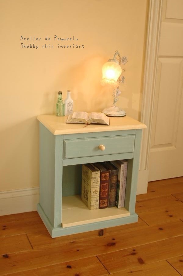 【 Side Table　Blue & Cream 】