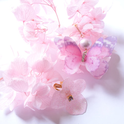 《フローラ》花の妖精　〜紫陽花と蝶の2wayピアス（イヤリング） 6枚目の画像
