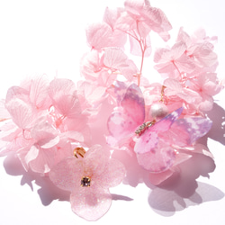 《フローラ》花の妖精　〜紫陽花と蝶の2wayピアス（イヤリング） 7枚目の画像