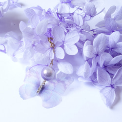 《ティターニア》夢の妖精　〜紫陽花と蝶の2wayピアス（イヤリング） 6枚目の画像