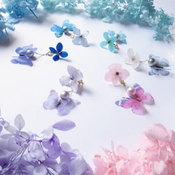 《ティターニア》夢の妖精　〜紫陽花と蝶の2wayピアス（イヤリング） 8枚目の画像