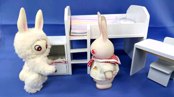 【made in rabbit field】新入学！ミニチュア家具＊マルチロフトベッド(ブラウン) 10枚目の画像