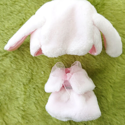 【made in rabbit field】手のひらサイズ＊選べる立ちミミ/垂れミミうさちゃんコスチューム 7枚目の画像