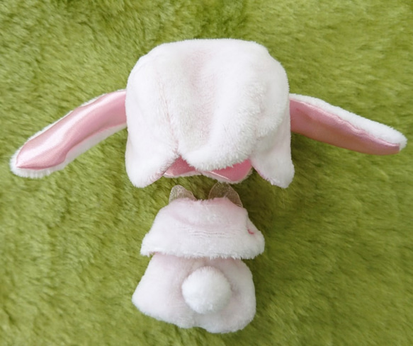 【made in rabbit field】手のひらサイズ＊選べる立ちミミ/垂れミミうさちゃんコスチューム 8枚目の画像