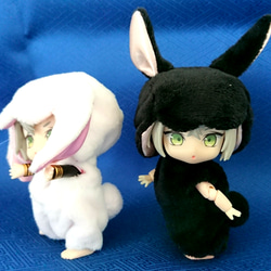 【made in rabbit field】手のひらサイズ＊黒うさぎロンパースコスチューム 2枚目の画像