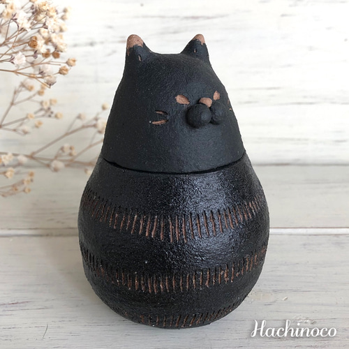 陶器 猫ふたもの/黒 その他インテリア雑貨 Hachinoco 通販