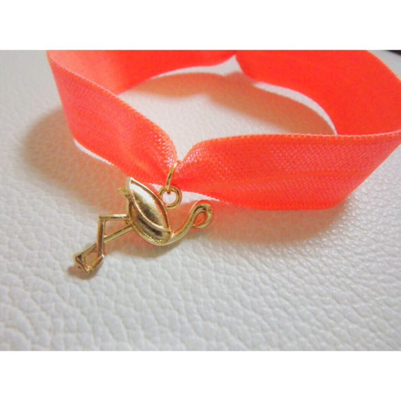 Flamingo bracelet フラミンゴ バンド ブレスレット ネオンオレンジ 4枚目の画像