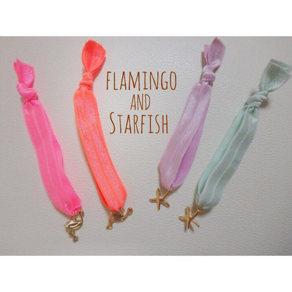 Flamingo bracelet フラミンゴ バンド ブレスレット ネオンオレンジ 5枚目の画像