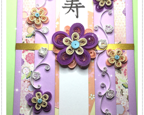 クイリング/ご祝儀袋/ウエディング/ペーパーフラワー クイリング/ご祝儀袋／ハンドメイド/ウエディング/お祝い