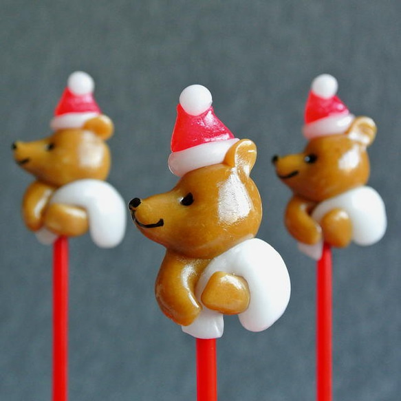 飴細工2個組 くまのクリスマス （ミルクコーヒー） 和菓子 飴細工KAYA