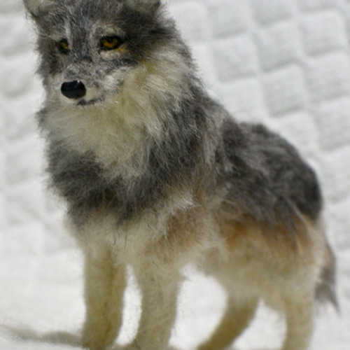 羊毛フェルト ハンドメイド ハイイロオオカミ 狼 ウルフドッグ