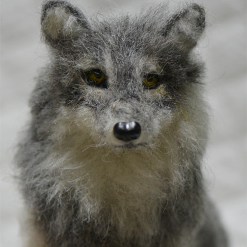 羊毛フェルト ハンドメイド ハイイロオオカミ 狼 ウルフドッグ