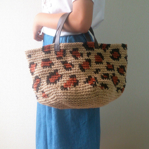 ハンドメイド 麻紐バッグ 麻ひもバッグ ズパゲッティ ニットバック  