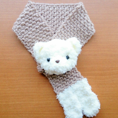 くまちゃん マフラー(モカベージュ)キッズサイズ マフラー 月と太陽の