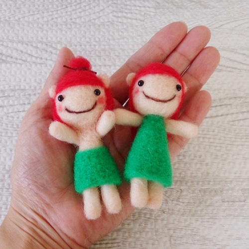 あしかの女の子男の子羊毛フェルト