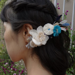 クリップタイプの髪飾り　お花と松 1枚目の画像