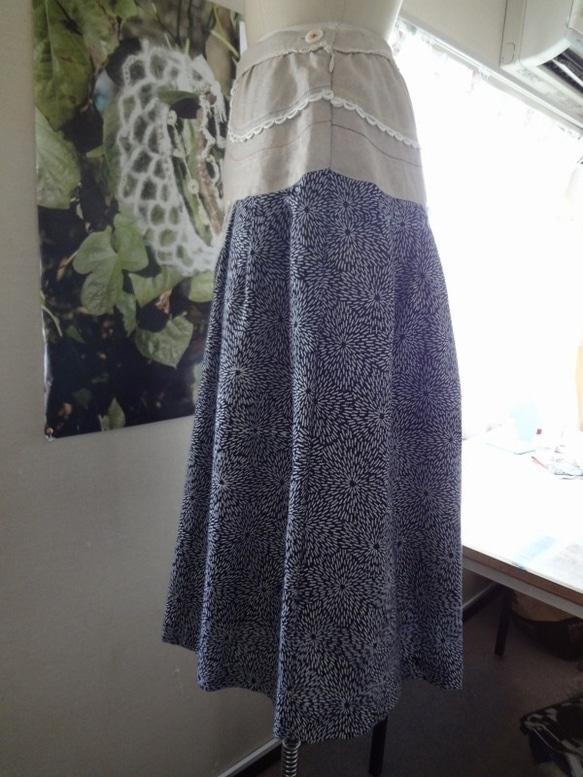 菊花模様浴衣地のキュロットパンツ 2枚目の画像
