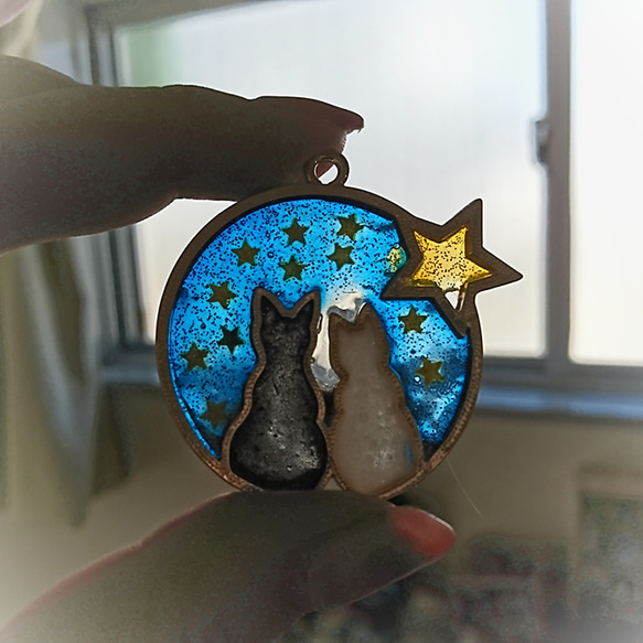 星空と猫 ディープブルー 3枚目の画像