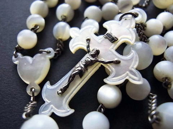 ◆骨董 新着◆ Antique Rosary Mother of Pearl アンティークロザリオ（十字架） 2枚目の画像