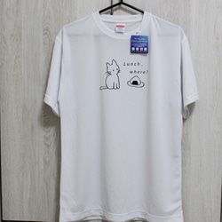 吸汗速乾＆UVカットTシャツ☆猫☆白L 2枚目の画像