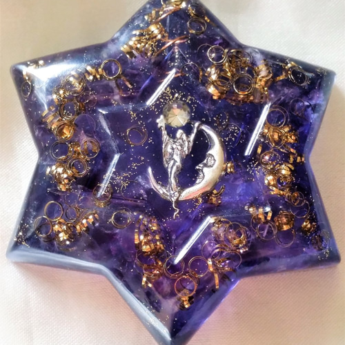 ⑧アルテミス神に捧げる薔薇のオルタゴン・オルゴナイト【アクアマリン】 オルゴナイト☆月の女神アルテミス（アメジスト） その他置物