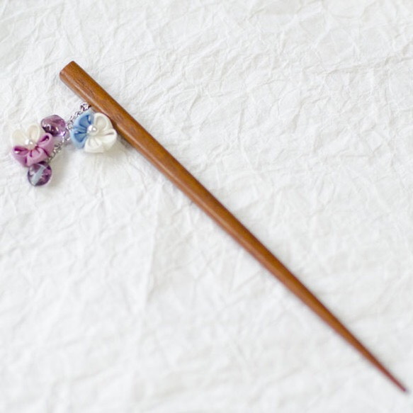 青と紫の花のお箸かんざし 3枚目の画像
