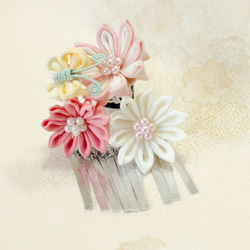 ピンクの菊の簪2点セット 3枚目の画像
