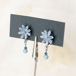 青の菊のイヤリング 2枚目の画像