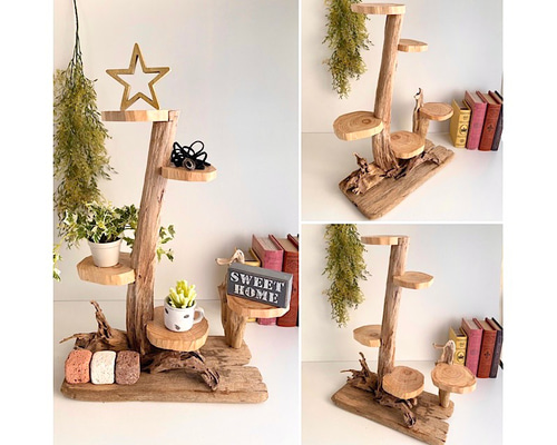 木製インテリア 流木雑貨 流木アートスタンド 立体・オブジェ モカ