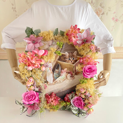 光触媒 フラワーアートフレーム メルヘンランド アートフラワー モカ