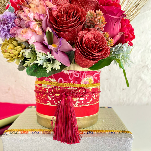 フラワーアレンジメント 正月アレンジ 門松 新年飾り 光触媒フラワー 2022 光触媒 門松 門松アレンジメント