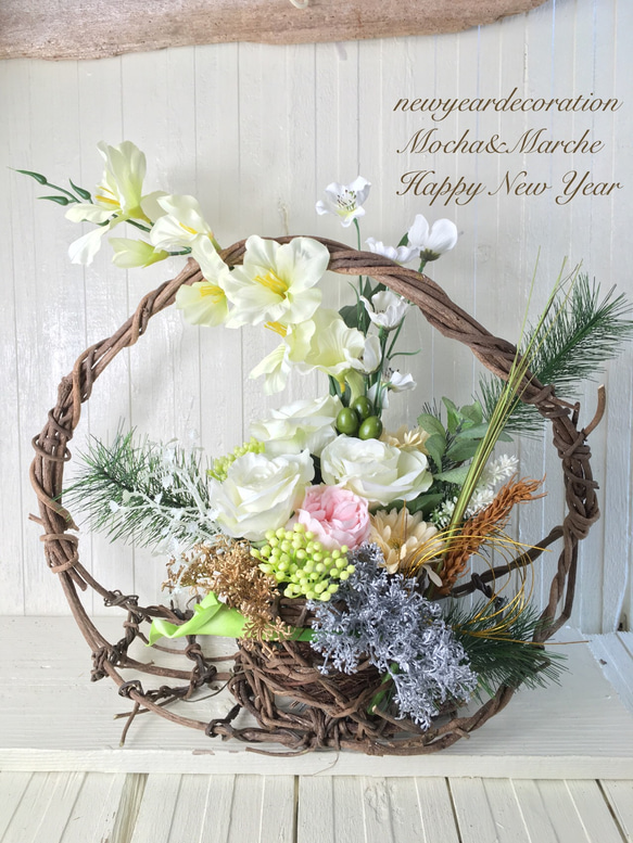 お早めに！しめ縄リース 45㎝※ホワイトパープル※