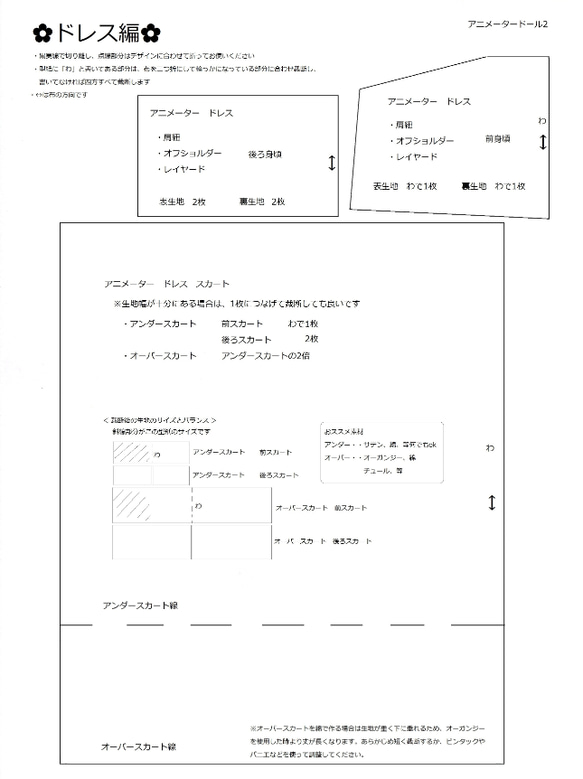 ドレス編　型紙&説明書 ソランちゃん レミンちゃん ハンドメイド 服 4枚目の画像