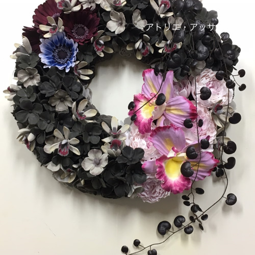 送料無料】カトレアと紫陽花のリース リース アトリエ・アッサム 通販  
