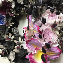 【送料無料】カトレアと紫陽花のリース 5枚目の画像