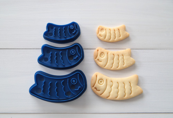 ピタッと鯉のぼり3点セット（スタンプ付き）　クッキー型・クッキーカッター 1枚目の画像