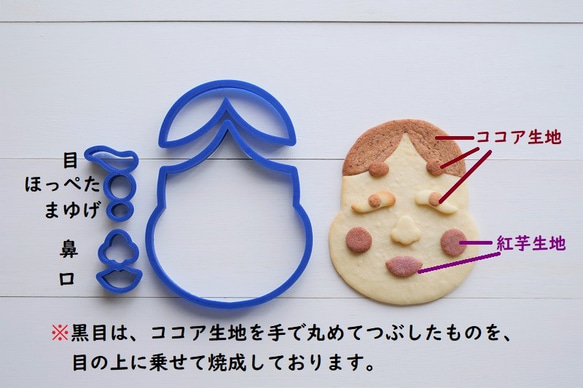 福笑い（素焼き用）【縦12㎝】　クッキー型・クッキーカッター 5枚目の画像