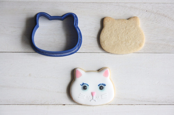 シンプル猫の顔クッキー型・クッキーカッター 1枚目の画像