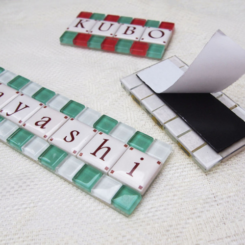 文字タイル表札5文字 ガラスモザイクタイルボード 表札・ネーム