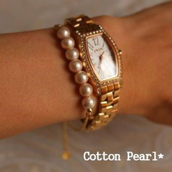 *華奢ピンクCotton Pearl* ブレスレット 5枚目の画像