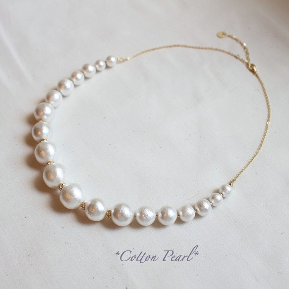 ☆再々販☆*ホワイトCotton Pearl* 一連ネックレス 1枚目の画像