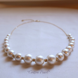 ☆再々販☆*ホワイトCotton Pearl* 一連ネックレス 2枚目の画像