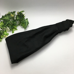 ヘアバンドタイプの三角巾（ツイル黒無地）大人／子ども 4枚目の画像