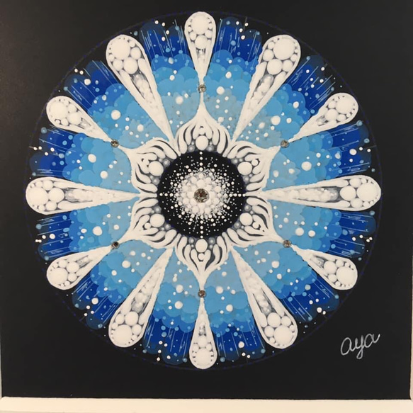 ⑥SALE タイトル「水のこころ」手描き曼荼羅アート原画。織葉