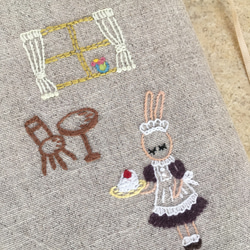 刺繍ブックカバー うさぎシリーズ  文庫本用 2枚目の画像