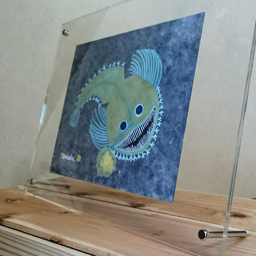 チョウチンアンコウの油絵【光の誘い】1 点物の原画アート
