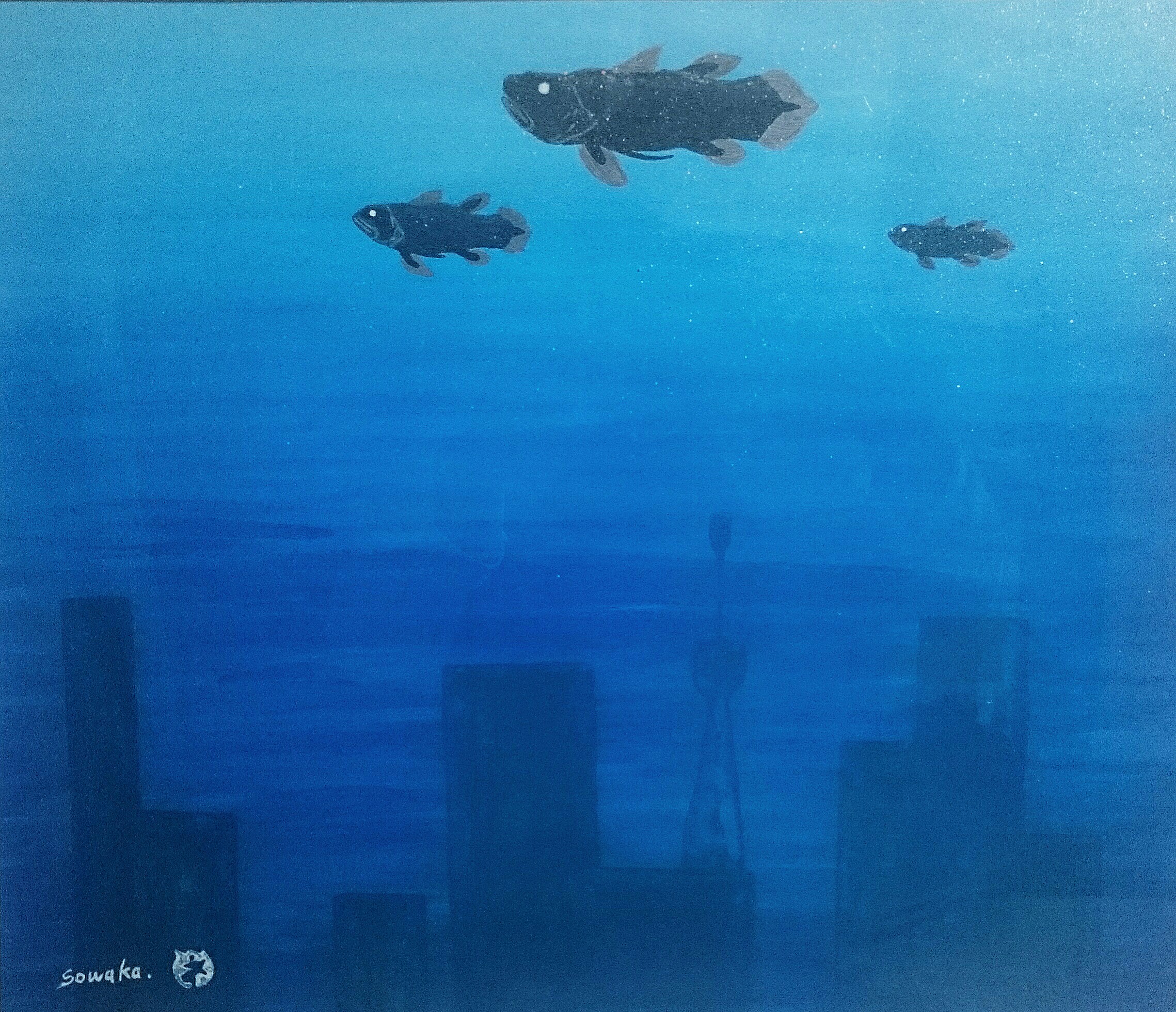 日本画「シーラカンス」