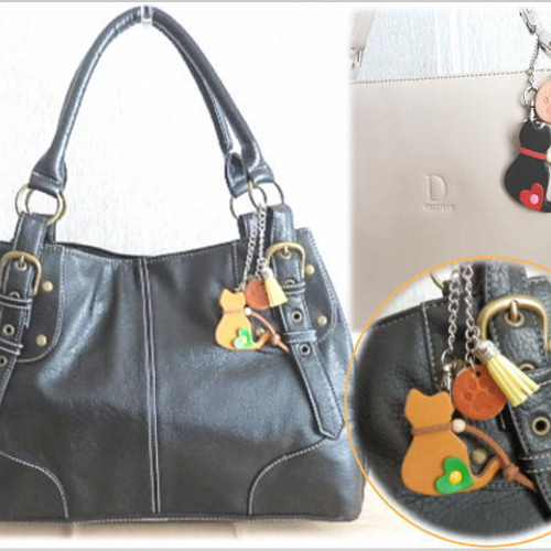 ネコのバッグチャーム 黒猫・茶猫のアクセサリー 猫 ねこ