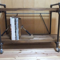 アイアンフレームキャスター付き木製収納ラック アイアンフレームキャスター付き木製収納ラック ウッドラック