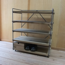 アイアン脚のシューズラック（3足9段、27足用） 靴箱・下駄箱